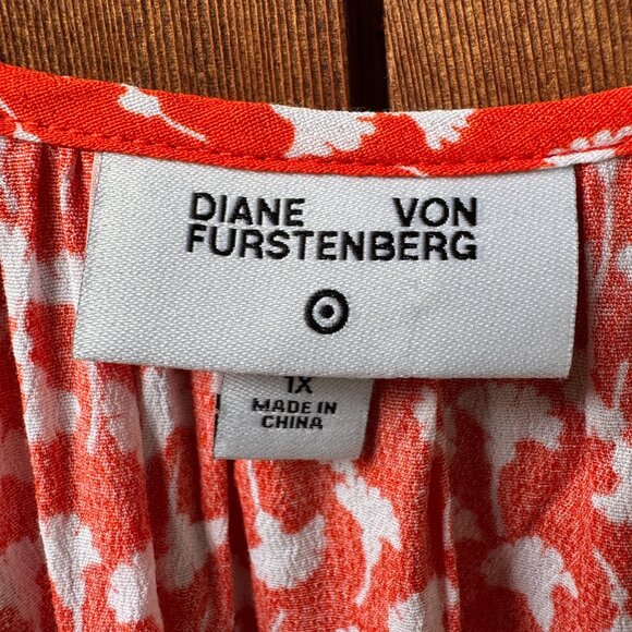 Diane Von Furstenberg DVF for Target V-Neck Ginkgo Cherry Tomato Maxi Dress 1X - Picture 3 of 13